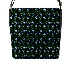 Carnation Pattern Black Flap Closure Messenger Bag (l)