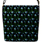 Carnation Pattern Black Flap Closure Messenger Bag (S)