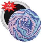 Blue and pink Vivid Marble Pattern 3  Magnets (100 pack)