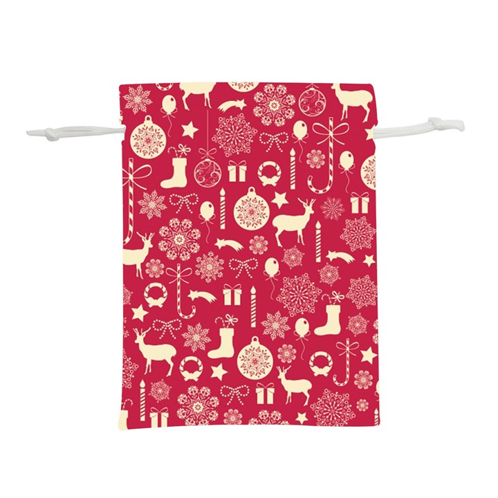 Christmas Pattern Background Lightweight Drawstring Pouch (M)