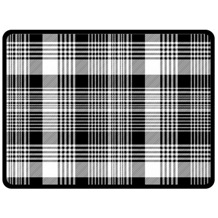 Black White Plaid Checked Seamless Pattern Double Sided Fleece Blanket (Large) 
