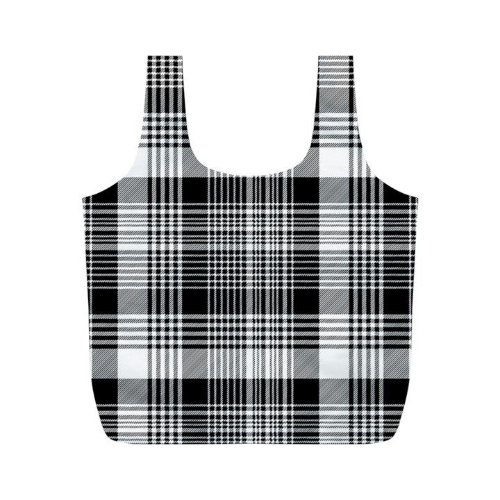 Black White Plaid Checked Seamless Pattern Full Print Recycle Bag (M)