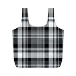 Black White Plaid Checked Seamless Pattern Full Print Recycle Bag (M) Back