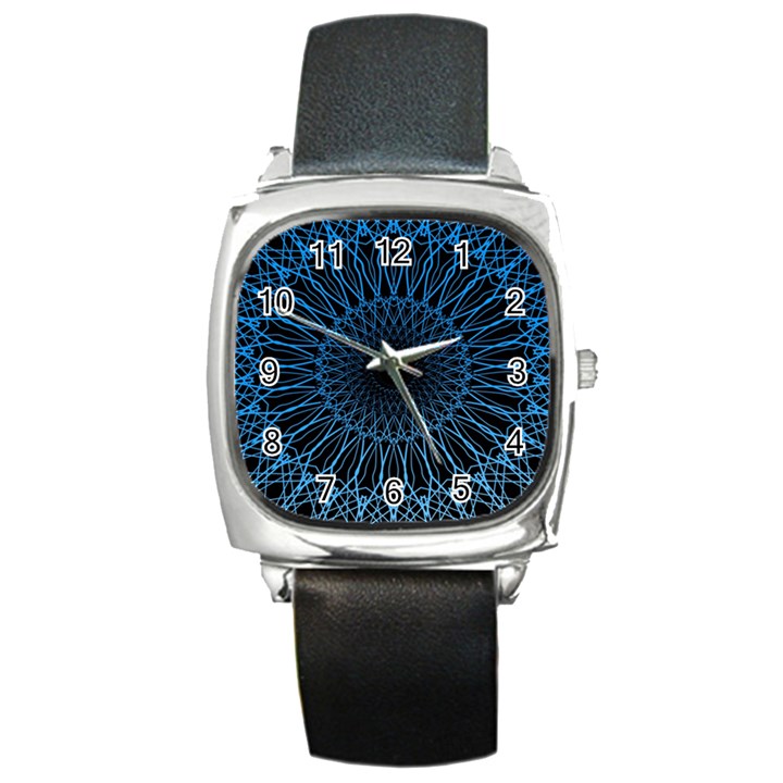 Abstract Rosette Web Network Square Metal Watch