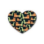 Seamless Pattern With Cats Rubber Coaster (Heart) 