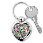 Graffiti Characters Seamless Pattern Key Chain (Heart)