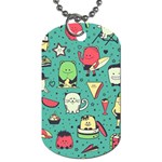 Seamless Pattern With Funny Monsters Cartoon Hand Drawn Characters Unusual Creatures Dog Tag (One Side)