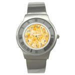 Cheese slices seamless pattern cartoon style Stainless Steel Watch