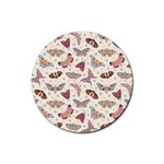 Pattern with butterflies moths Rubber Round Coaster (4 pack) 