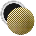 Gold polka dots patterm, retro style dotted pattern, classic white circles 3  Magnets Front