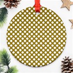 Gold polka dots patterm, retro style dotted pattern, classic white circles Ornament (Round) Front