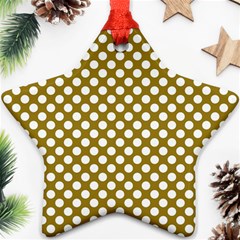 Gold Polka Dots Patterm, Retro Style Dotted Pattern, Classic White Circles Ornament (star)