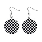Black and white chessboard pattern, classic, tiled, chess like theme Mini Button Earrings