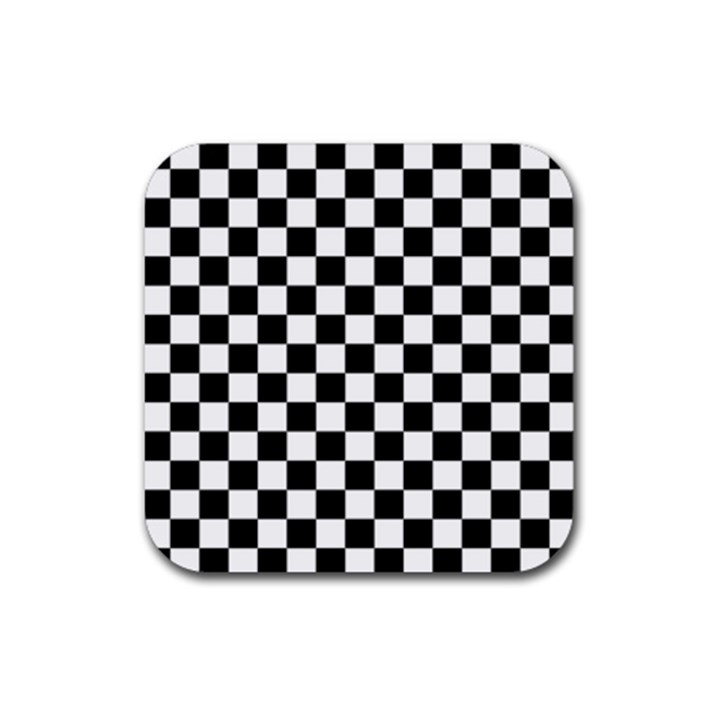 Black and white chessboard pattern, classic, tiled, chess like theme Rubber Coaster (Square) 