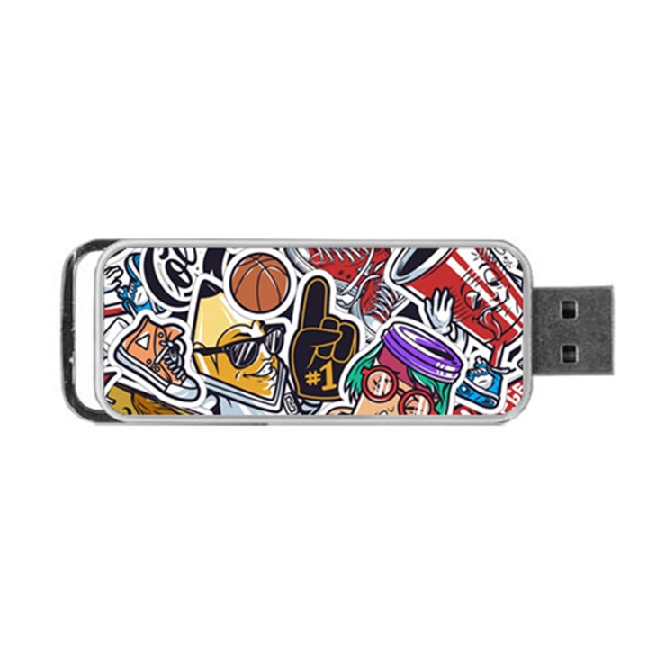Vintage College Colorful Seamless Pattern Portable USB Flash (One Side)