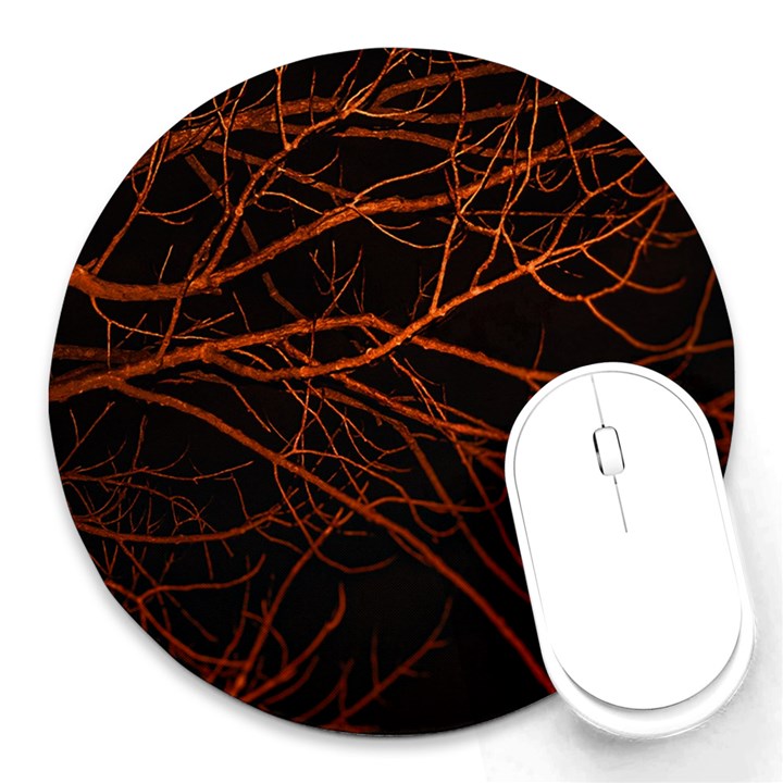 Dark Forest Scene Print Round Mousepads