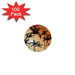 Sunset Palm Trees Beach Summer 1  Mini Buttons (100 pack) 
