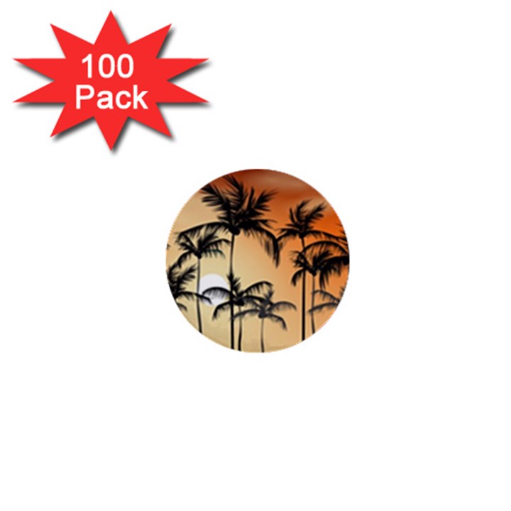 Sunset Palm Trees Beach Summer 1  Mini Buttons (100 pack) 