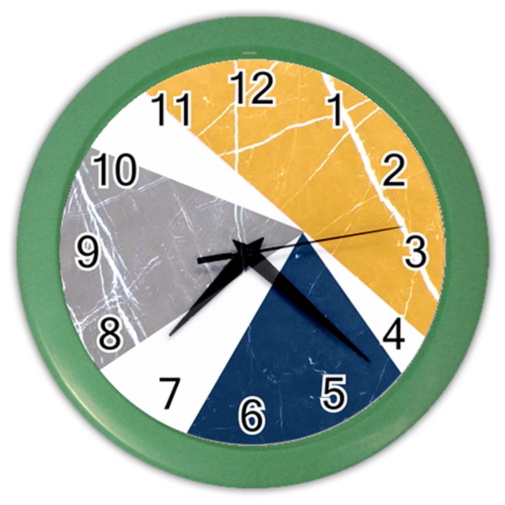 Abstrait triangles Jaune/Bleu/Gris Color Wall Clock