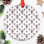 Sketchy Style Scarecrow Drawing Motif Pattern Round Ornament (Two Sides) Back