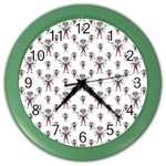 Sketchy Style Scarecrow Drawing Motif Pattern Color Wall Clock