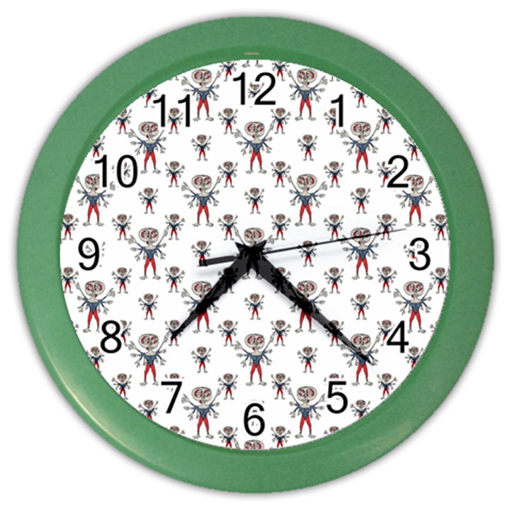Sketchy Style Scarecrow Drawing Motif Pattern Color Wall Clock