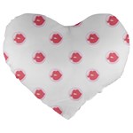 Lips Bubblegum Pattern Large 19  Premium Flano Heart Shape Cushions
