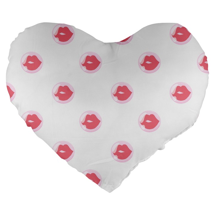 Lips Bubblegum Pattern Large 19  Premium Flano Heart Shape Cushions
