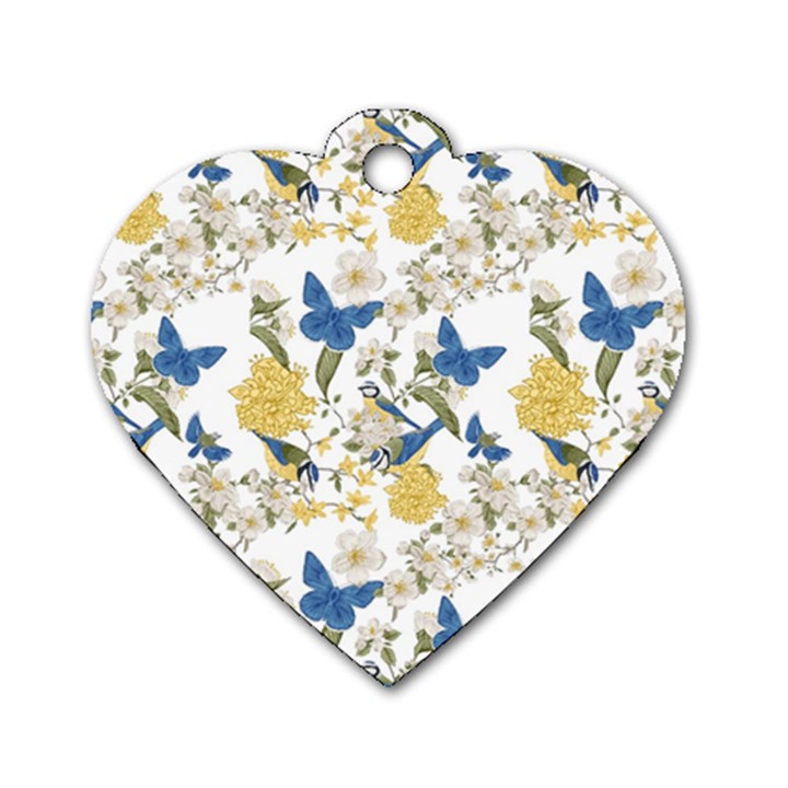 Birds Pattern Dog Tag Heart (One Side)