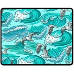 Sea waves seamless pattern Double Sided Fleece Blanket (Medium) 