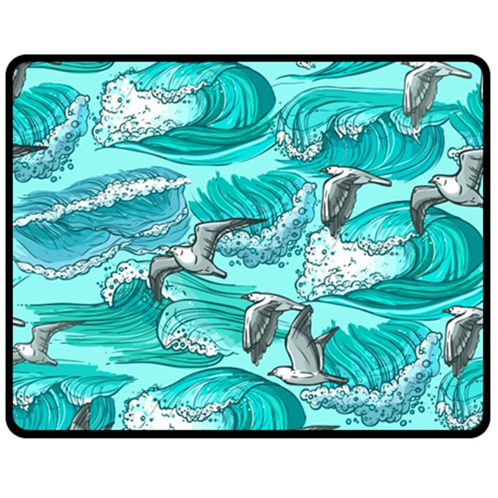 Sea waves seamless pattern Double Sided Fleece Blanket (Medium) 