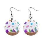 Alien Ufo Star Universe Star Vector Image Mini Button Earrings