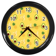 Pineapple Banana Fruit Pattern Wall Clock (black)