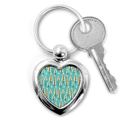 Vector-white-cartoon-trees-pattern Key Chain (heart)
