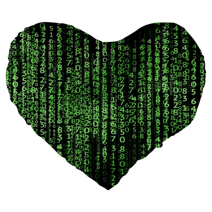 Matrix Technology Tech Data Digital Network Large 19  Premium Flano Heart Shape Cushions