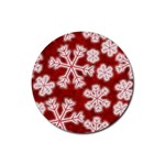 Snowflakes And Star Patterns Red Frost Rubber Round Coaster (4 pack)
