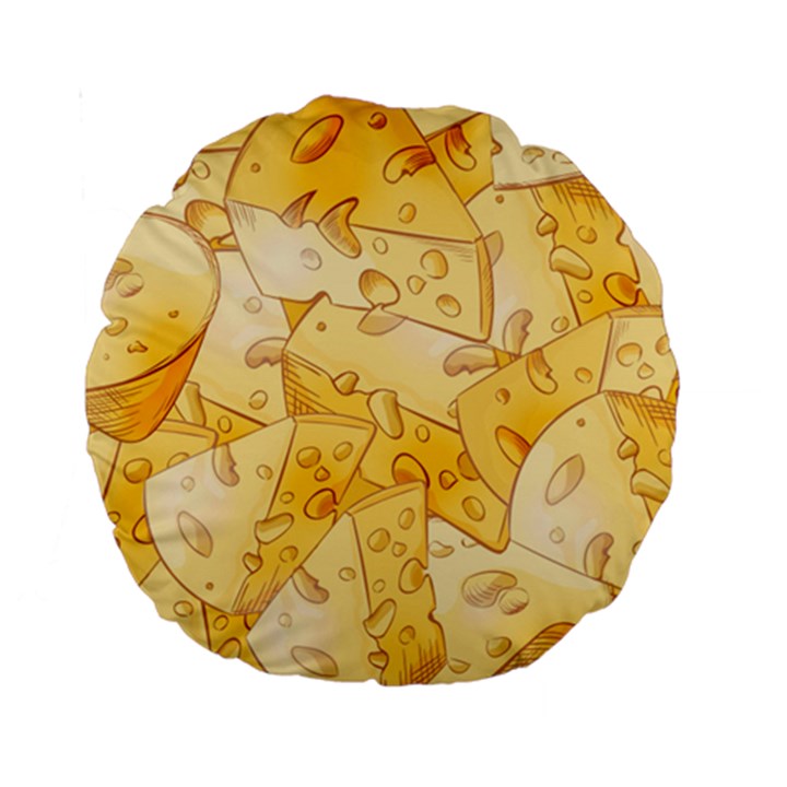 Cheese-slices-seamless-pattern-cartoon-style Standard 15  Premium Round Cushions