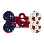 Flat Design Christmas Pattern Collection Art Dog Tag Bone (Two Sides) Back