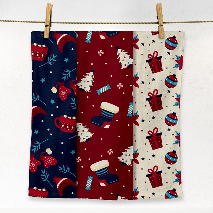 Flat Design Christmas Pattern Collection Art Face Towel