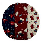 Flat Design Christmas Pattern Collection Art Large 18  Premium Flano Round Cushions Back