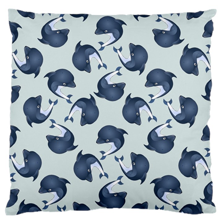 Blue Dolphins Pattern Standard Flano Cushion Case (One Side)