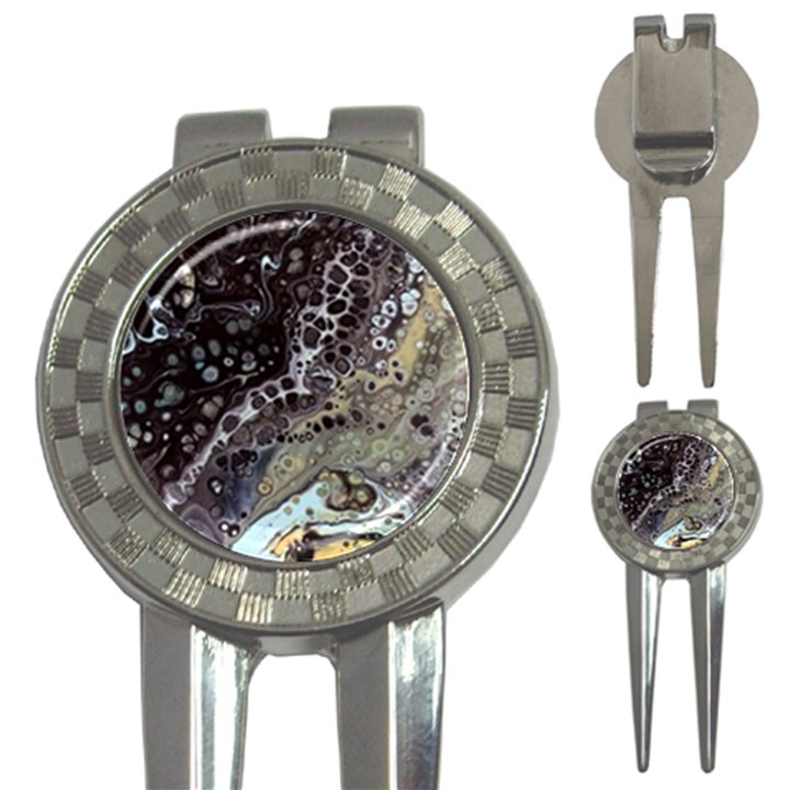 Black Marble Abstract Pattern Texture 3-in-1 Golf Divots