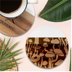 Whimsical Forest Mushroom Marble Wood Coaster (Round)