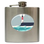 Lighthouse Ocean Nautical Sea Minimal Minimalist Hip Flask (6 oz)