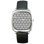 Gray Pretzel Illustrations Pattern Square Metal Watch