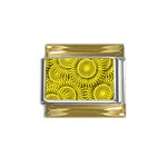 Abstract Sun Pattern Yellow Background Gold Trim Italian Charm (9mm)