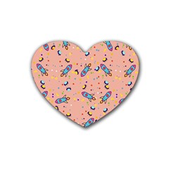 Rocket-ships Rubber Heart Coaster (4 Pack)