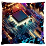 Ai Generated Motherboard City Technology Tech Cpu Large Premium Plush Fleece Cushion Case (Two Sides)