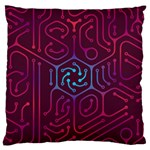 Circuit Hexagonal Geometric Pattern Background Purple Standard Premium Plush Fleece Cushion Case (Two Sides) Back