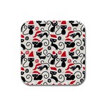 Cute Christmas Seamless Pattern Vector Rubber Square Coaster (4 pack)